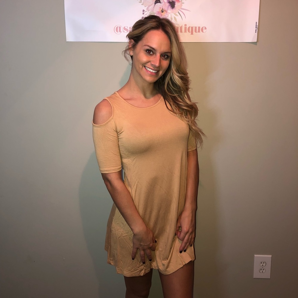 Nude dress cold shoulder